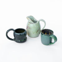 Ceramic Pitcher with Speckled Cream, Green and Blue Accenting
