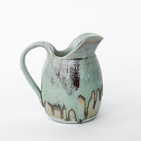 Ceramic Pitcher with Speckled Cream, Green and Blue Accenting