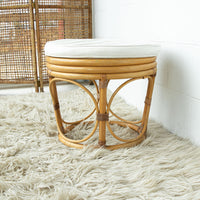 Bentwood Bamboo Ottoman with White Cushion