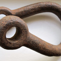 Vintage Rustic Industrial Architectural Solid Cast Iron Hitches - Set of 2