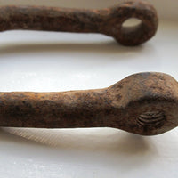 Vintage Rustic Industrial Architectural Solid Cast Iron Hitches - Set of 2