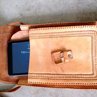 Chic Tooled Vintage Leather Shoulder Tote