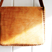 Tooled Vintage Large Leather Vintage Shoulder Tote - Made in Mexico