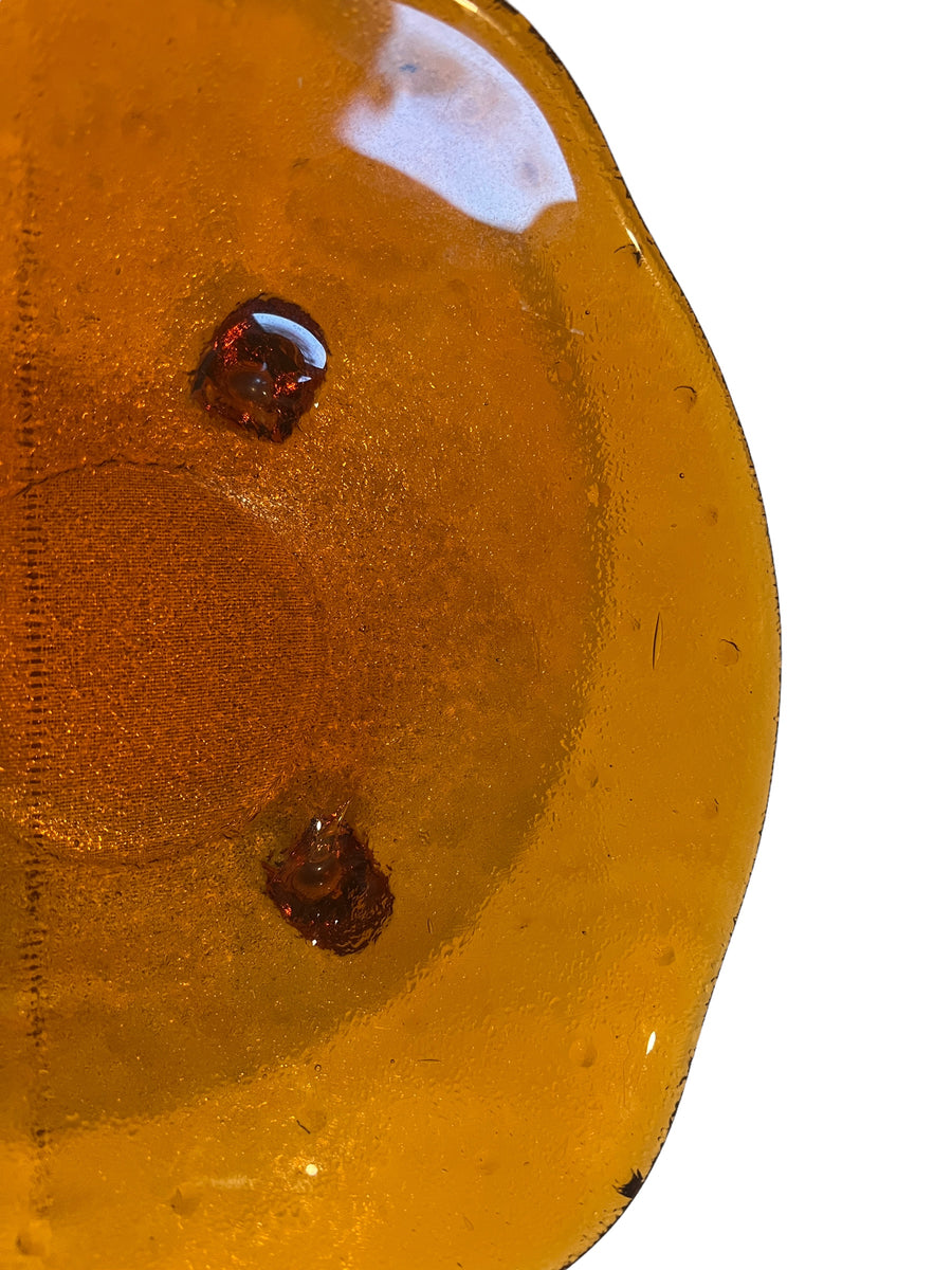 1970s Spanish Amber Glass Dish Nubby