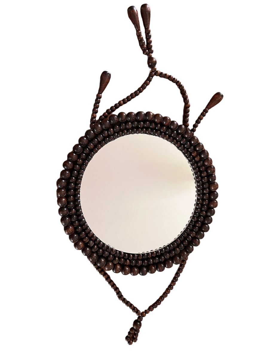 Wood Beaded Wall Mirror