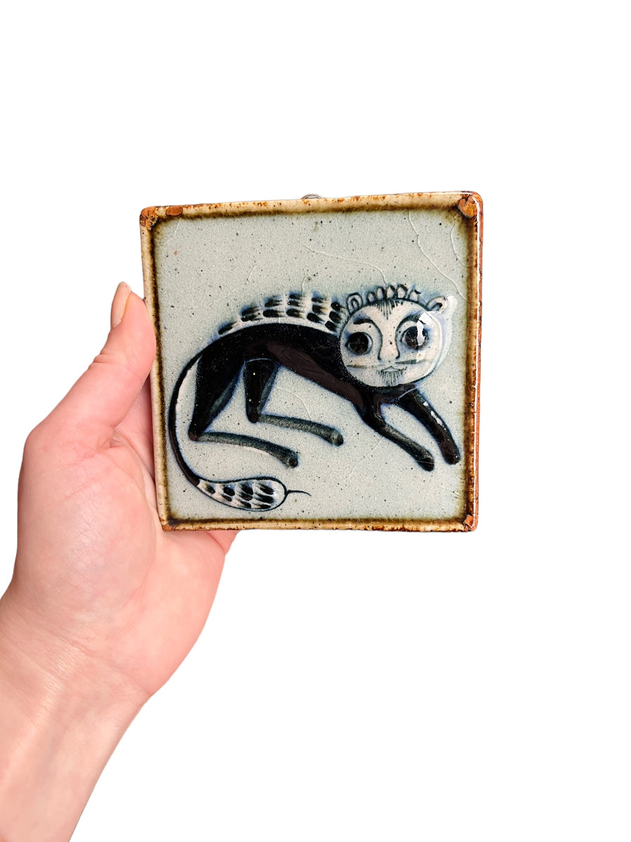 Tonala Ceramic Tile Folklore Cat Wall Art