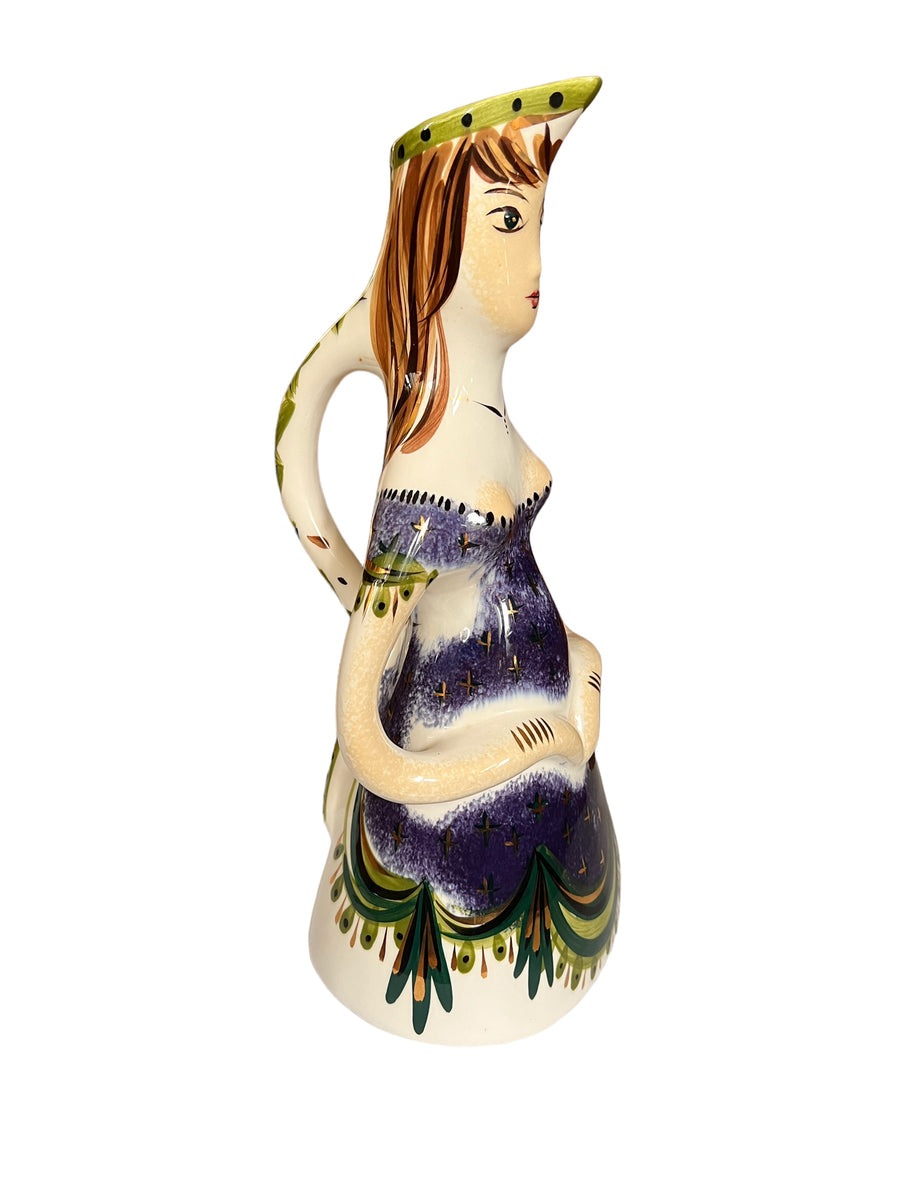 Rare Sascha Brastoff Midcentury Ceramic Lady Pitcher