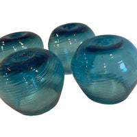 Hand Blown Blue Swirl Wine Cocktail Glasses