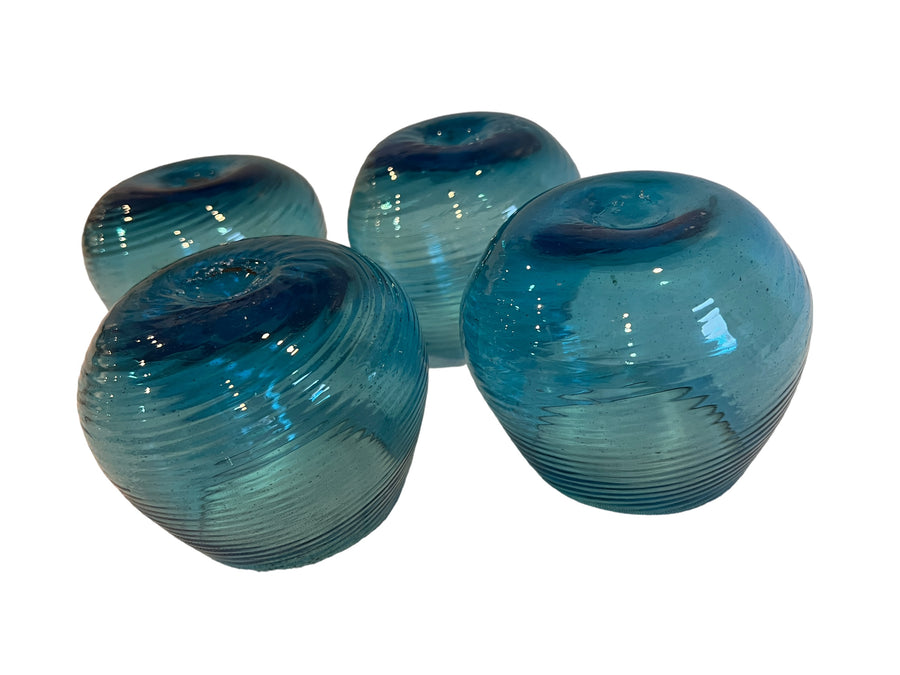 Hand Blown Blue Swirl Wine Cocktail Glasses