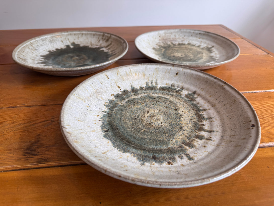 Ceramic Dinner Plates Studio Pottery Vintage 