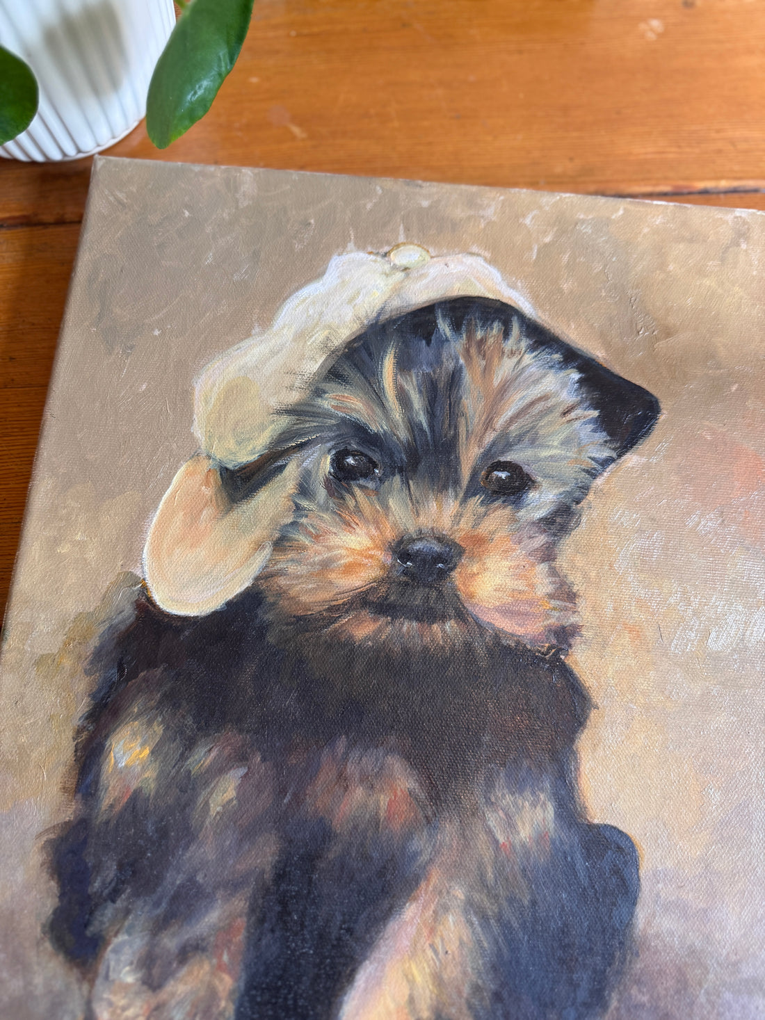 Scottie Puppy Painting Original Vintage On canvas 