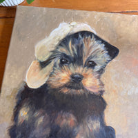 Scottie Puppy Painting Original Vintage On canvas 