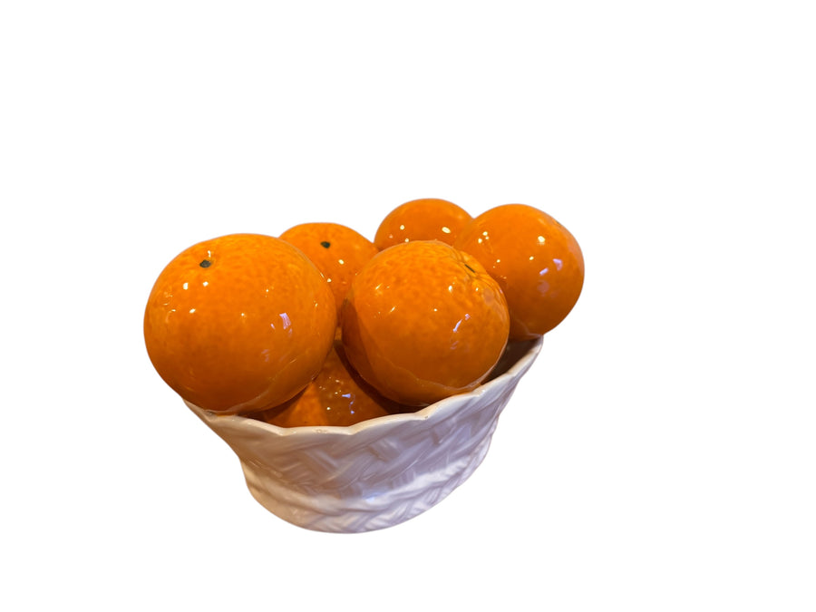 Italian Ceramic white Basket with Oranges Tangerines for I Magnin