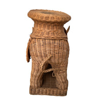 Woven Wicker Elephant Side Table Plant Stand Vintage