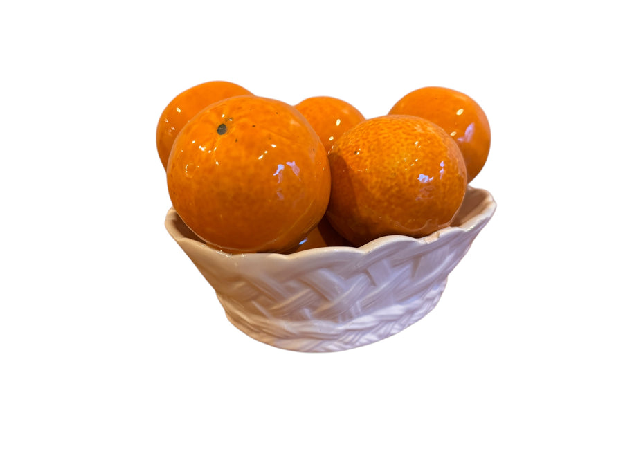 Italian Ceramic white Basket with Oranges Tangerines for I Magnin