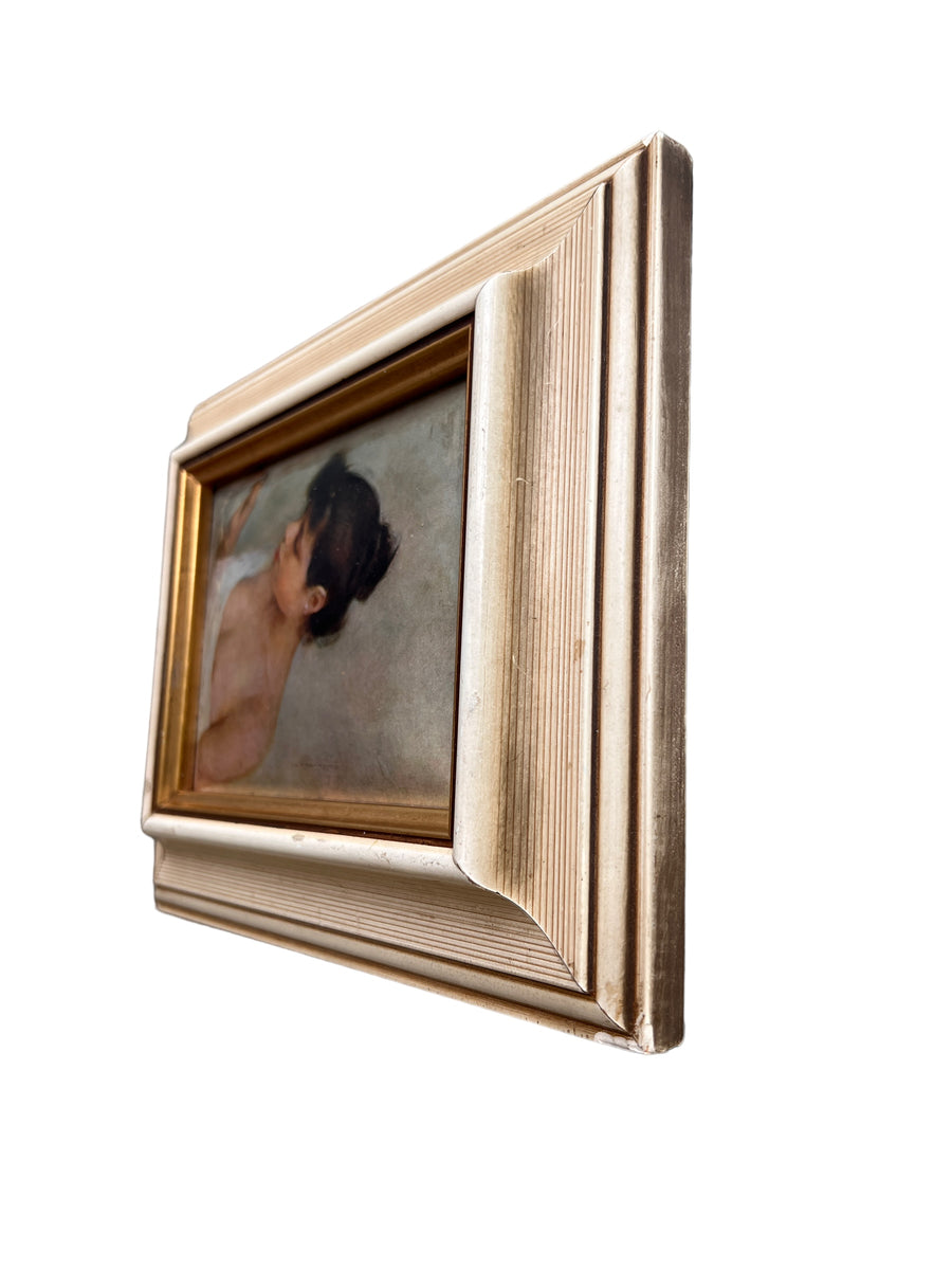 Framed European Print Portrait Nude