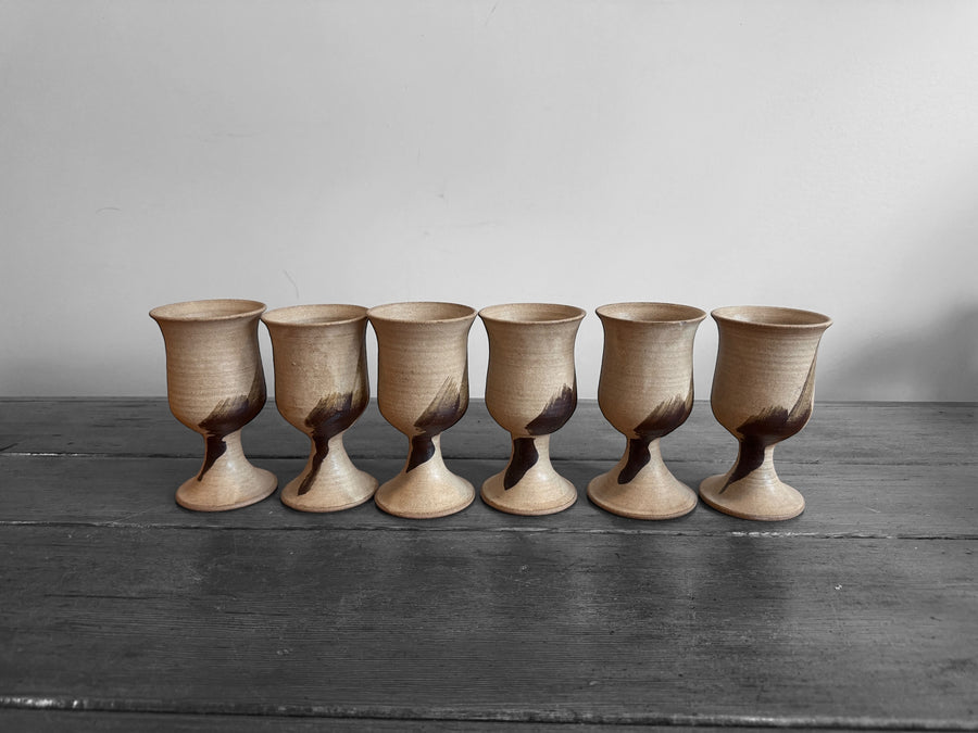 Set of Six 6 Hand Spun Ceramic Glasses