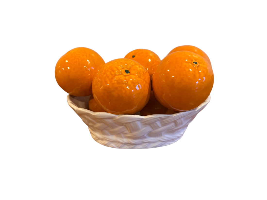 Italian Ceramic white Basket with Oranges Tangerines for I Magnin