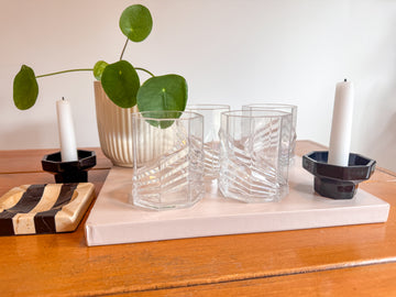 Plastic Dansk SKAL Diamond Tumblers Water Glasses Set of 4 Vintage Clear