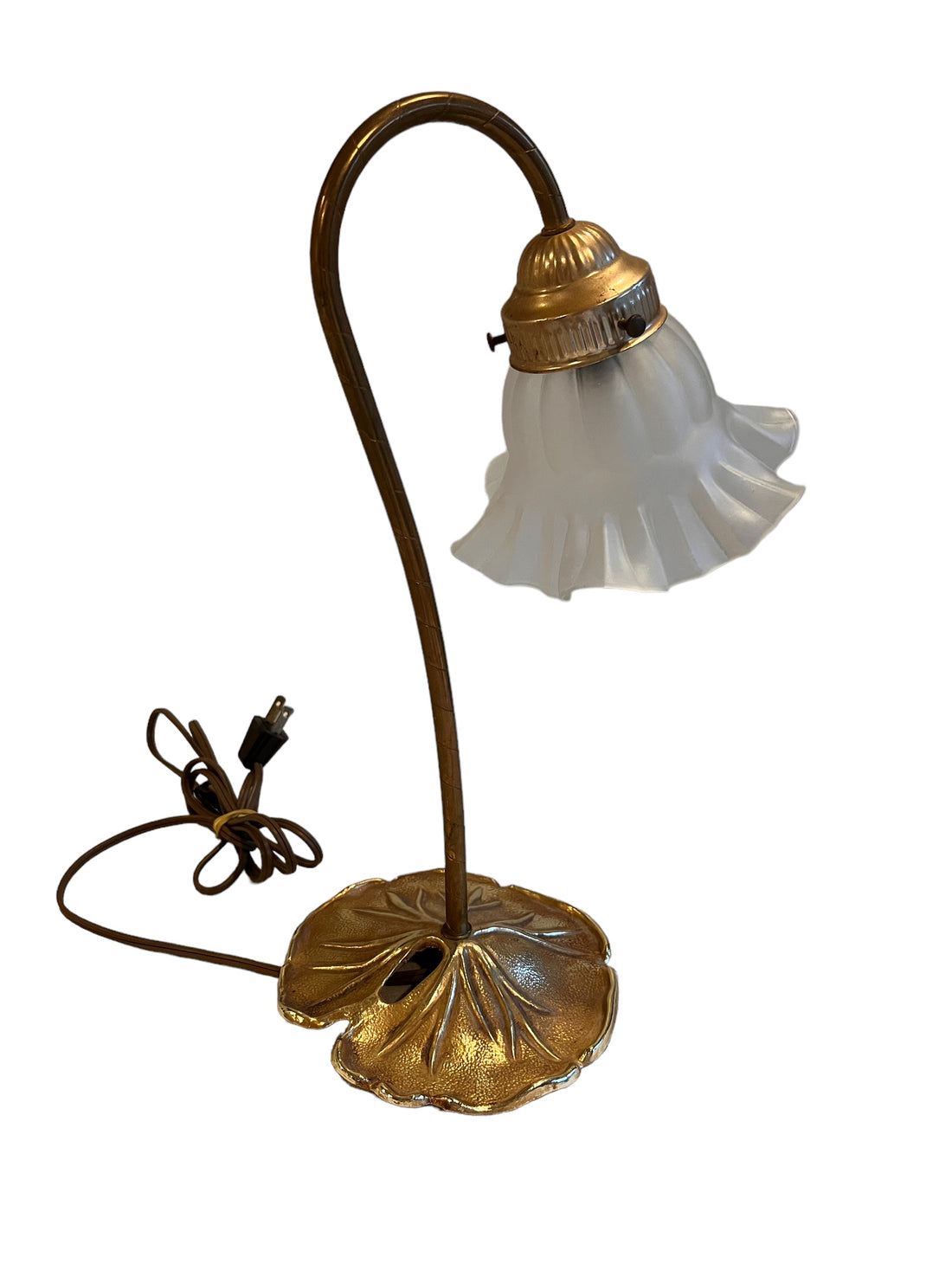 Lilly Pad Brass Table Lamp with Glass Shade