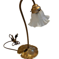 Lilly Pad Brass Table Lamp with Glass Shade