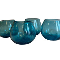 Hand Blown Blue Swirl Wine Cocktail Glasses