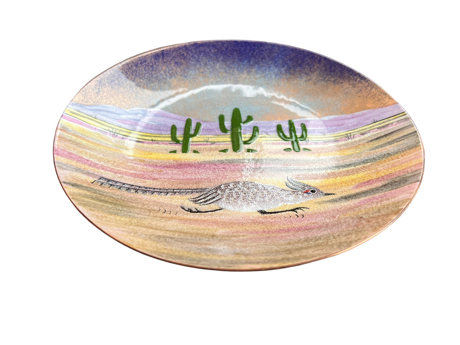 Enameled copper Cactus and Road Runner Alexander Designer Dish