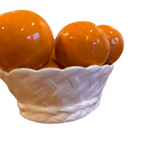 Italian Ceramic white Basket with Oranges Tangerines for I Magnin