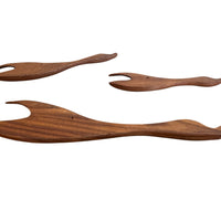 Mid-Century Set of Three Teak Wood Minimalist Bird Hanging Wall Art