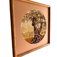 Vintage Framed Giraffe Needlepoint