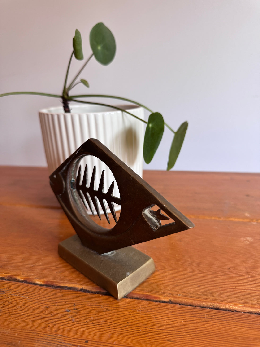 Dolbi Metal Fish Bone Metal Sculpture 1980 Figure Statue Vintage