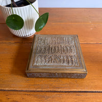 Brass Box vintage etched with Human Figures