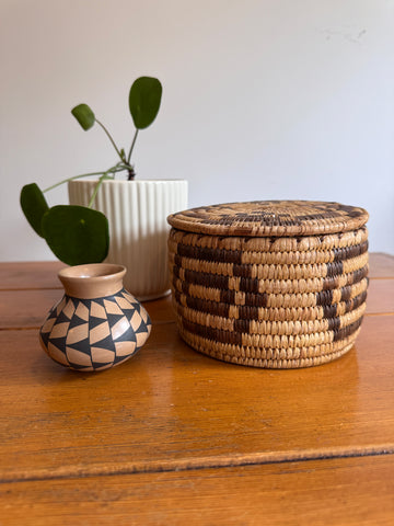 Native Basket and Clay Pot Ceramic Vase Sold Separately