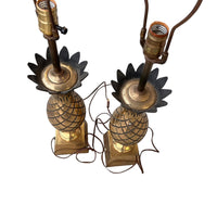 Set of 2 Tall Brass Pineapple Lamps Hollywood Regency