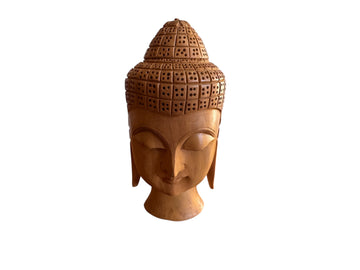 Carved Wood Buddha Head