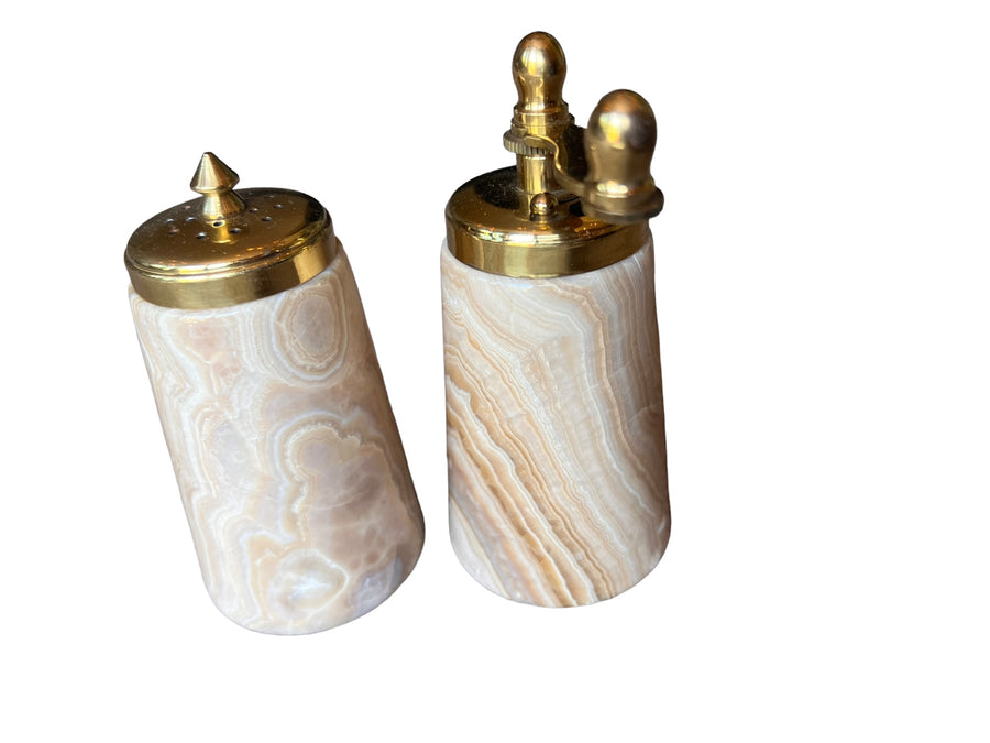 Italy Alabaster Pepper and Salt Shaker Set