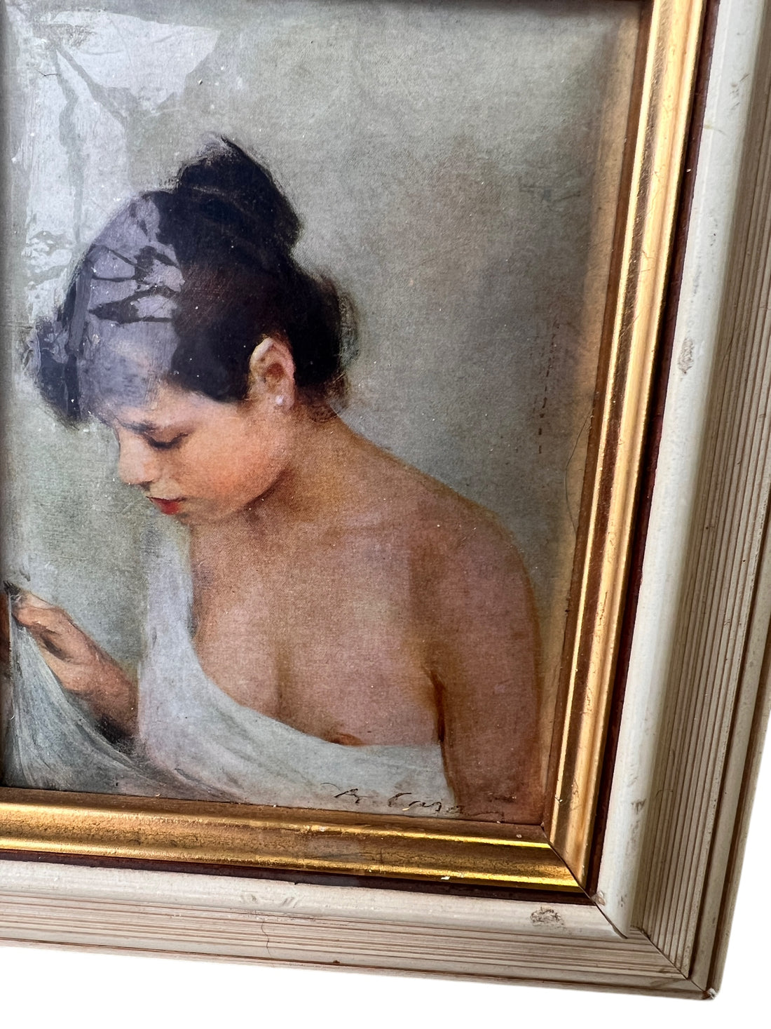 Framed European Print Portrait Nude