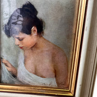 Framed European Print Portrait Nude