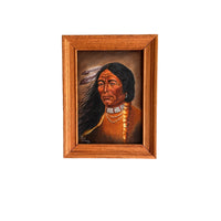 Pat Wilsky Signed Small Wooden Framed Native American Portrait on Canvas