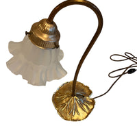 Lilly Pad Brass Table Lamp with Glass Shade