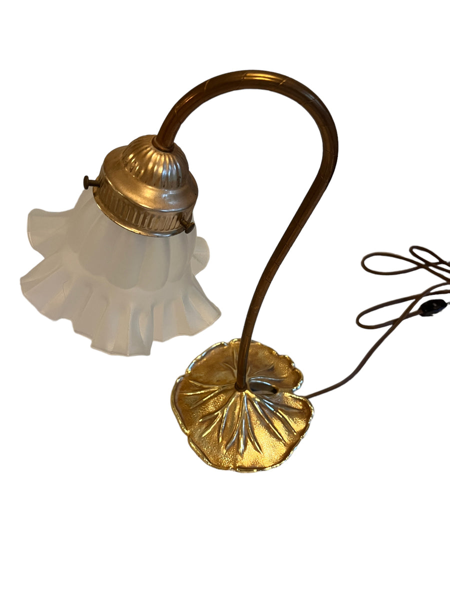 Lilly Pad Brass Table Lamp with Glass Shade