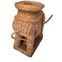 Woven Wicker Elephant Side Table Plant Stand Vintage