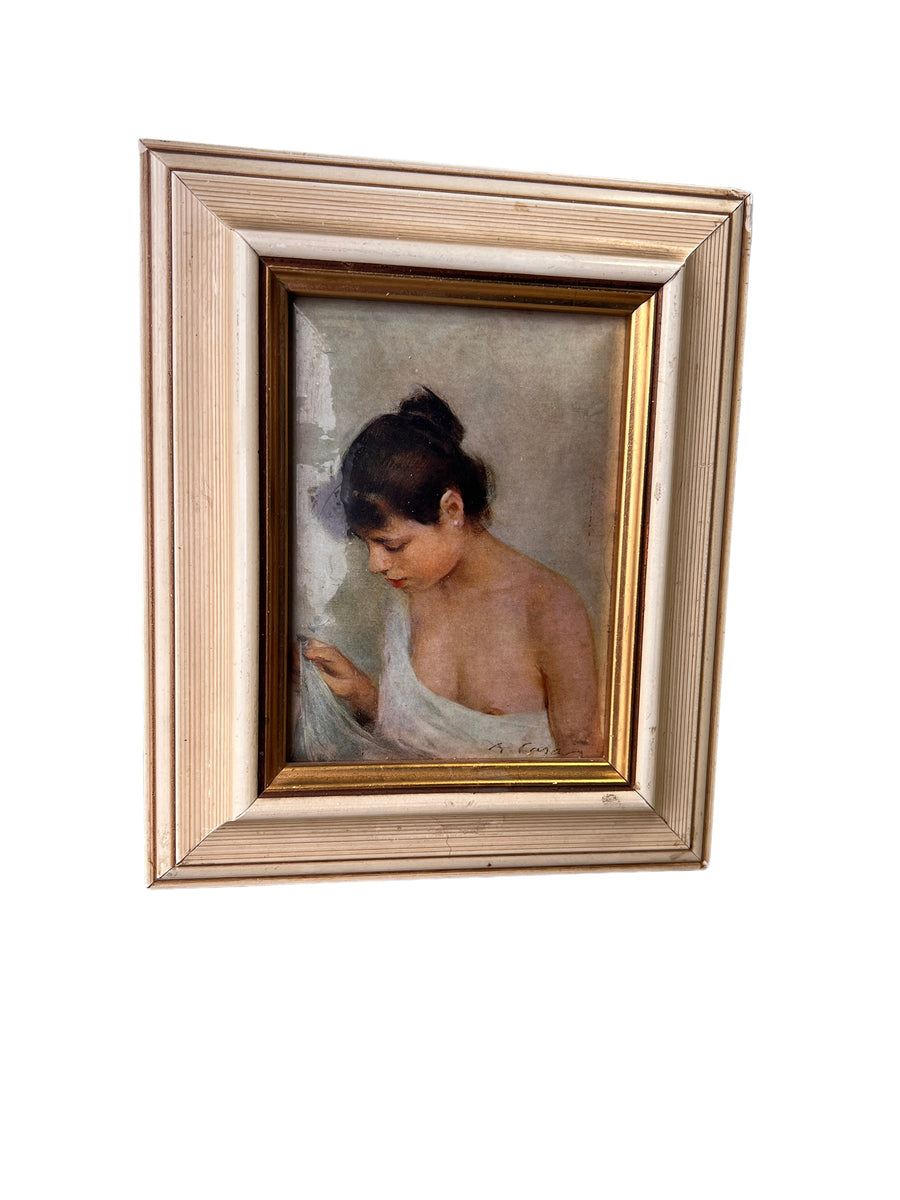 Framed European Print Portrait Nude