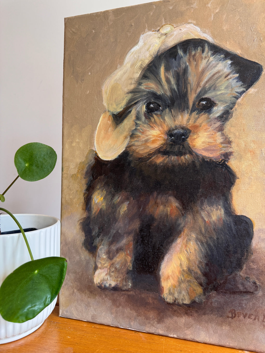 Scottie Puppy Painting Original Vintage On canvas 