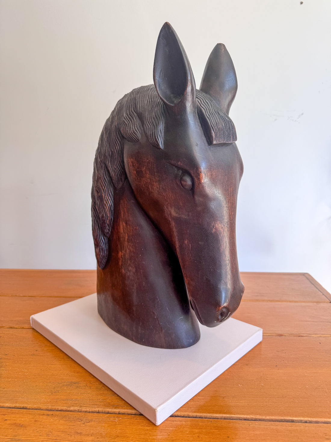 Large Carved Wood Horse Sculpture
