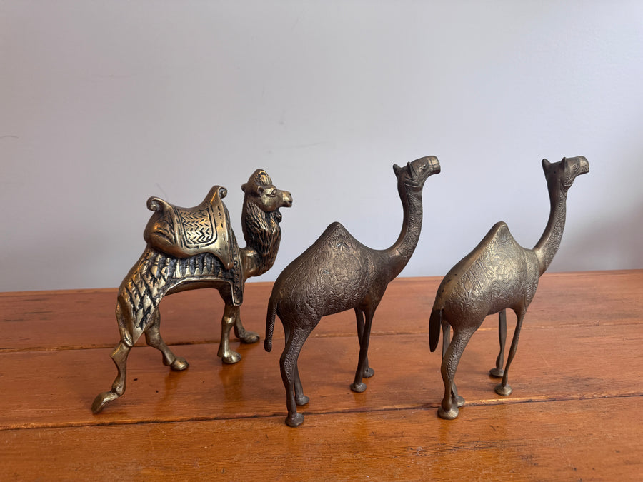 Etched Brass Camel Figures Vintage