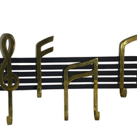 Music Note Wall Hooks Vintage Coat rack towel hooks Brass and Cast Iron