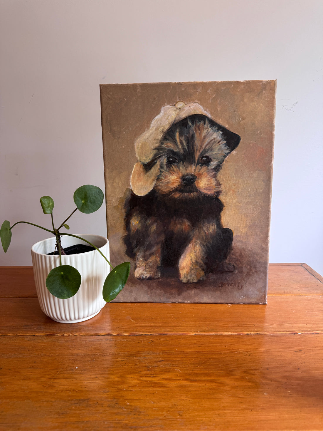 Scottie Puppy Painting Original Vintage On canvas 