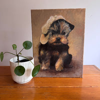 Scottie Puppy Painting Original Vintage On canvas 