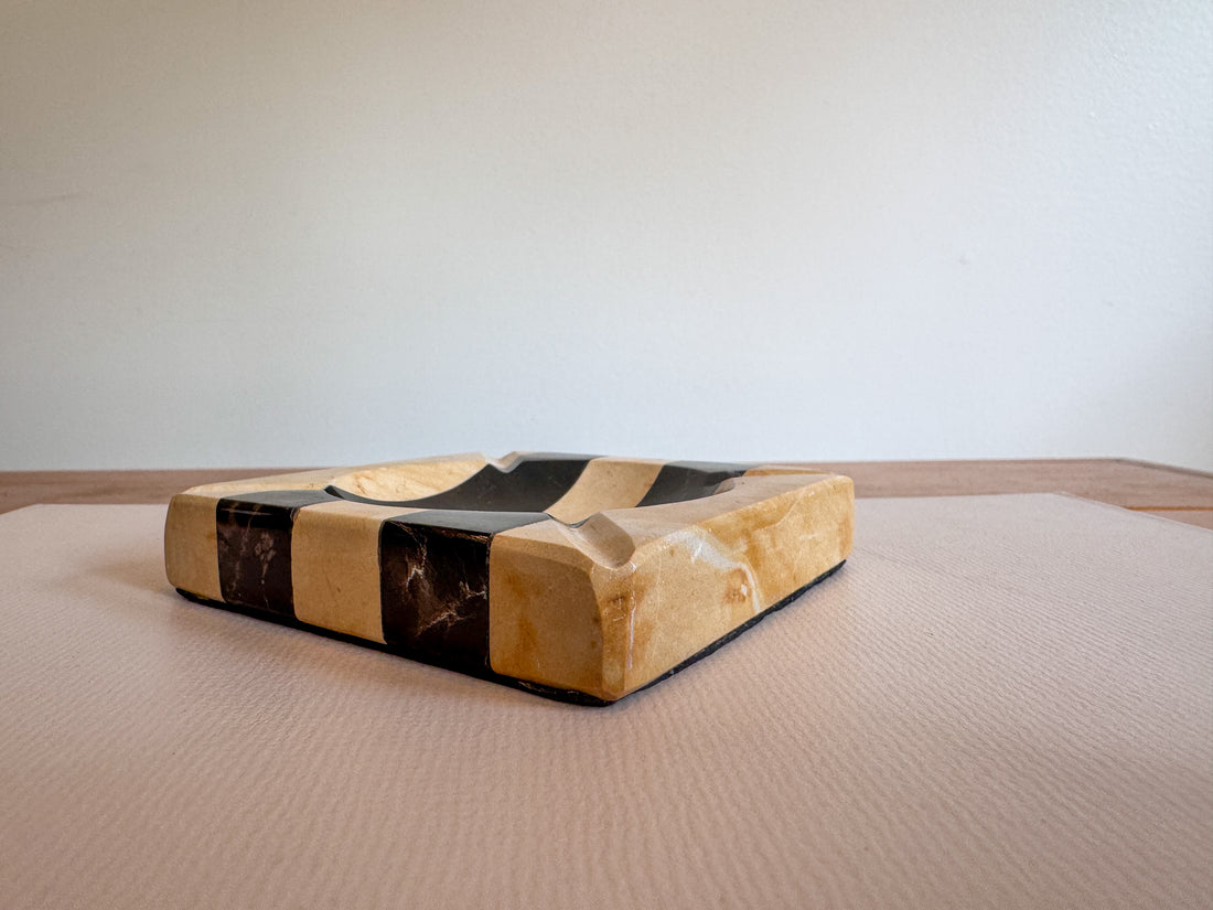 Stone Black and White Stripe Ashtray